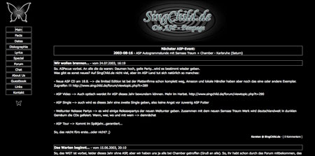 Screenshot von "SingChild.de" kurz nach dem ASPecue